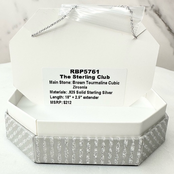 Bomb Party The Sterling Club Necklace Brown Tourmaline Solid Sterling Silver NWT - Picture 3 of 4